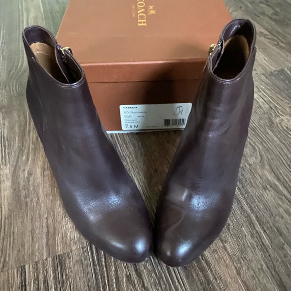 Coach Nila Dress Nappa Chestnut Leather Booties Woman’s Size 7.5M - Picture 1 of 8